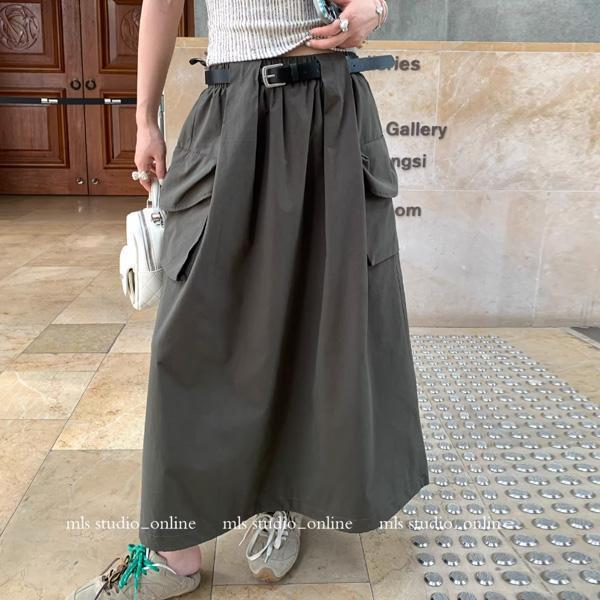 ALORA 好看率性工裝A字裙 