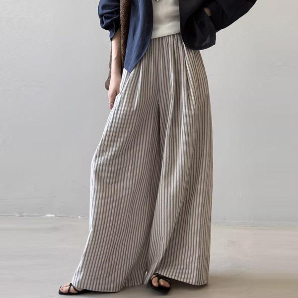 ALORA 我型我素~直條休閒長褲 