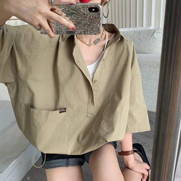 ALORA 口袋小標籤抽繩襯衫 
