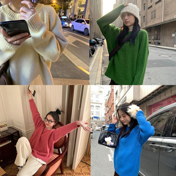 ALORA 超出片!多色圓領針織毛衣 