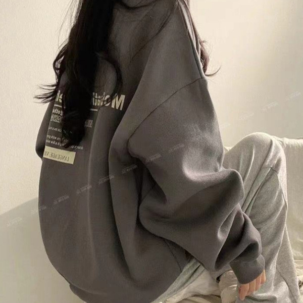 ALORA 排版英文字刷毛大學T 