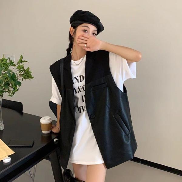 ALORA 超有個性PU皮馬甲背心 