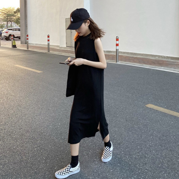 ALORA 開叉無袖吊帶背心裙 