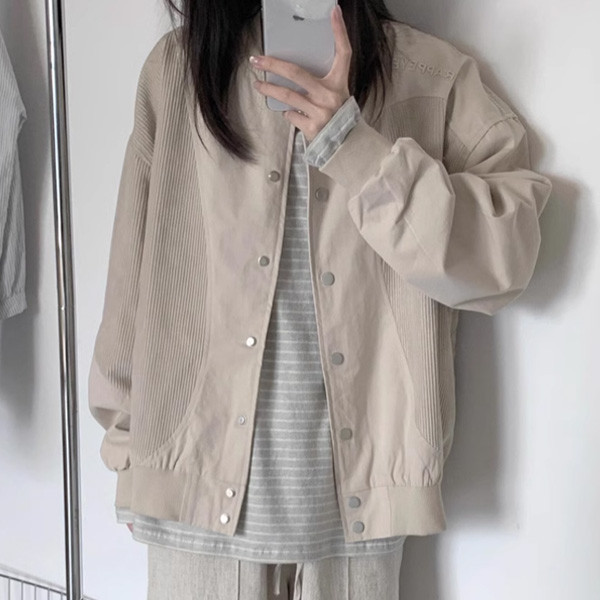 ALORA 復古燈心絨棒球外套 