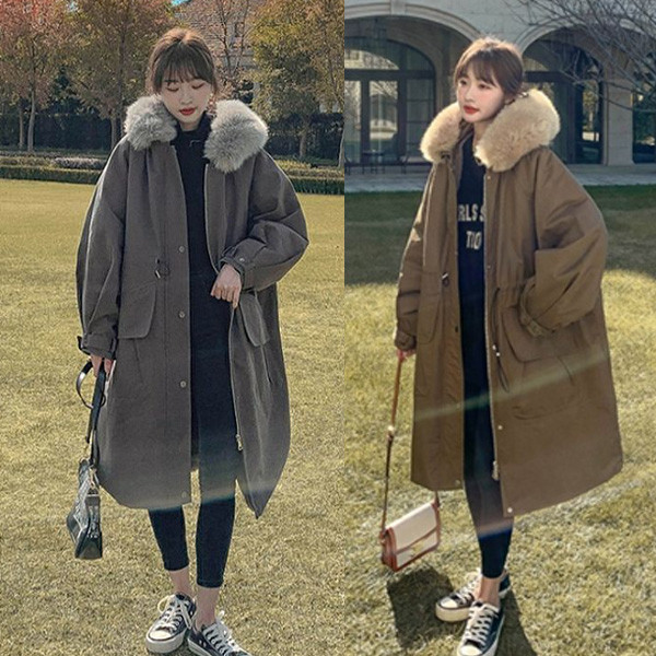 ALORA 巨保暖毛領過膝風衣外套 