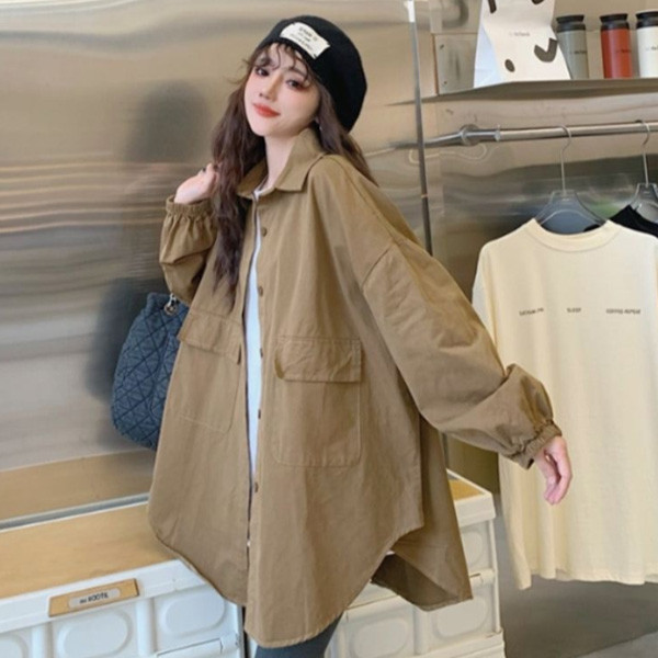 ALORA 大口袋寬版落肩襯衫 