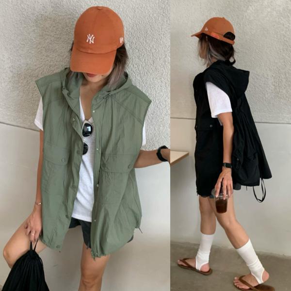 ALORA 工裝連帽馬甲背心 