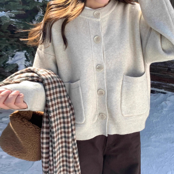 ALORA 高甜兒女孩口袋針織外套 