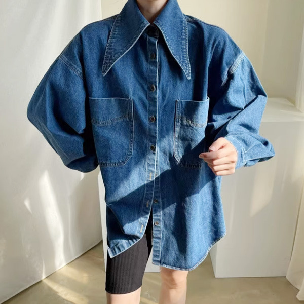 ALORA 尖尖領牛仔襯衫 