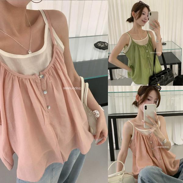 ALORA 棉麻細肩帶兩件式套裝 