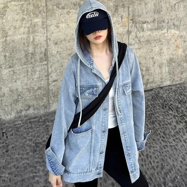 ALORA 街頭感連帽牛仔外套 