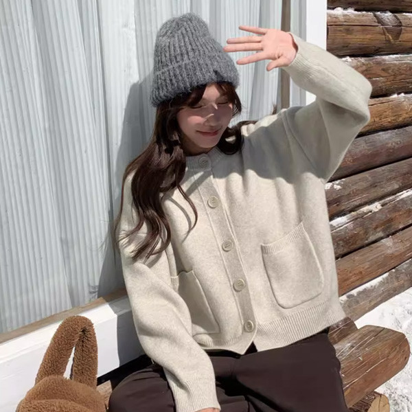 ALORA 高甜兒女孩口袋針織外套 