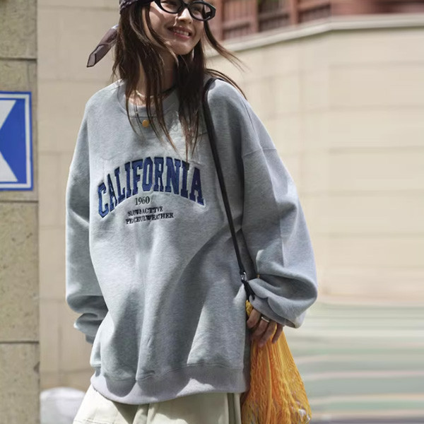 ALORA 韓系california刺繡大學T 