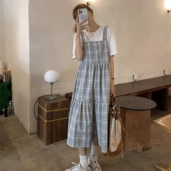 ALORA 森細格子洋裝兩件式套裝 