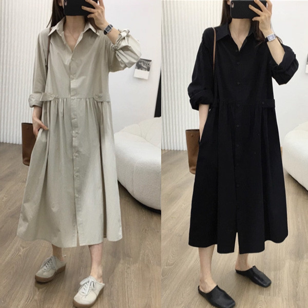 ALORA 赫本腰部鈕扣洋裝 
