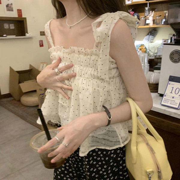 ALORA 小波點雪紡平口背心 
