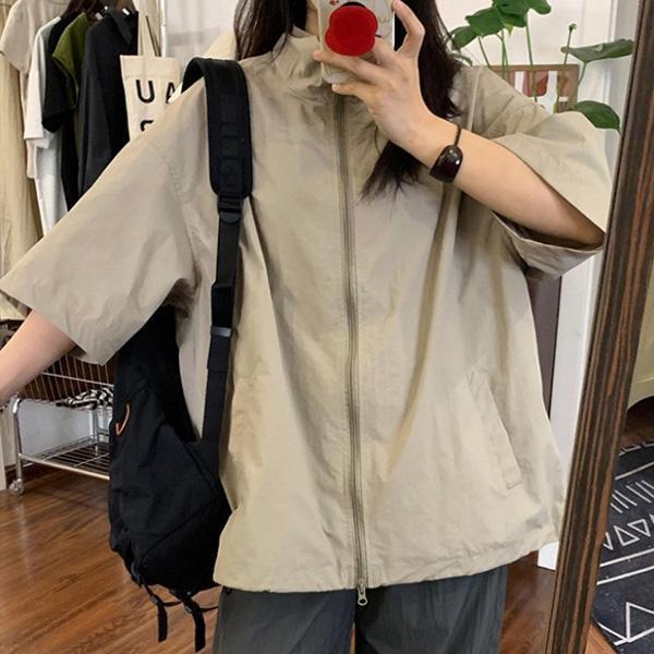 ALORA 日系拉鍊短袖防曬外套 
