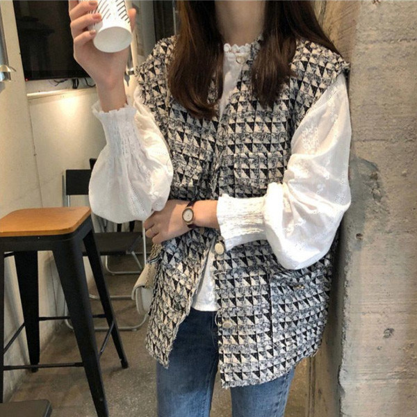 ALORA 小香風菱格毛尼背心 
