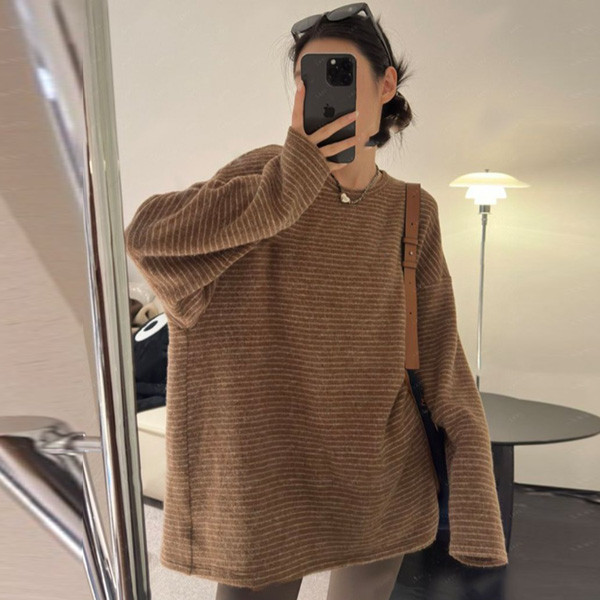 ALORA 好感細條紋磨毛上衣 