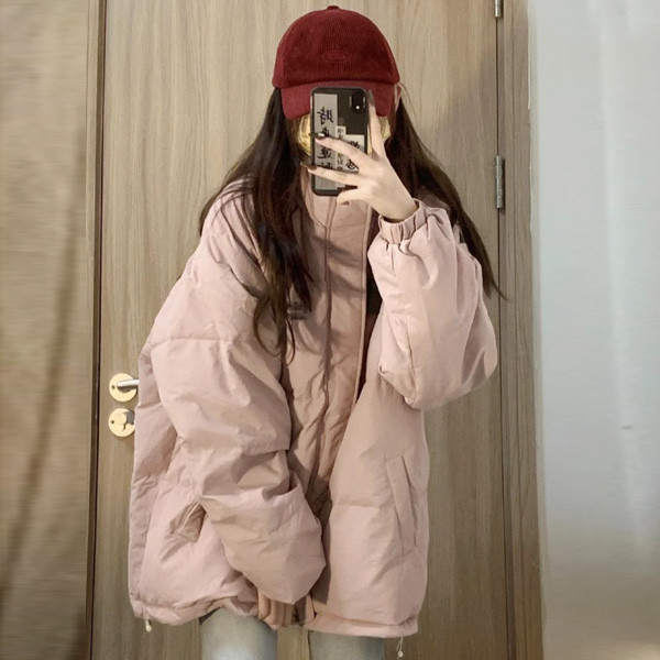 ALORA 粉色立領麵包鋪棉外套 