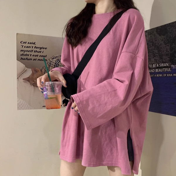 ALORA 基本好看顏色下擺開岔長T 