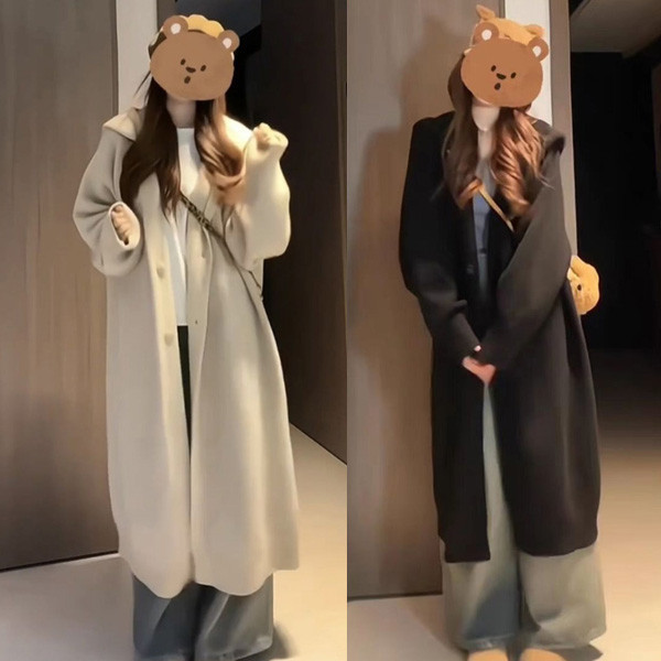 ALORA 小清新長版連帽針織外套 