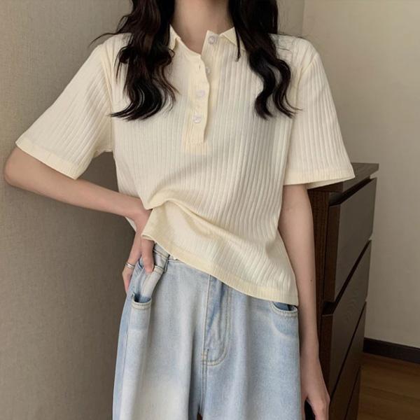 ALORA 基礎坑條感POLO上衣 