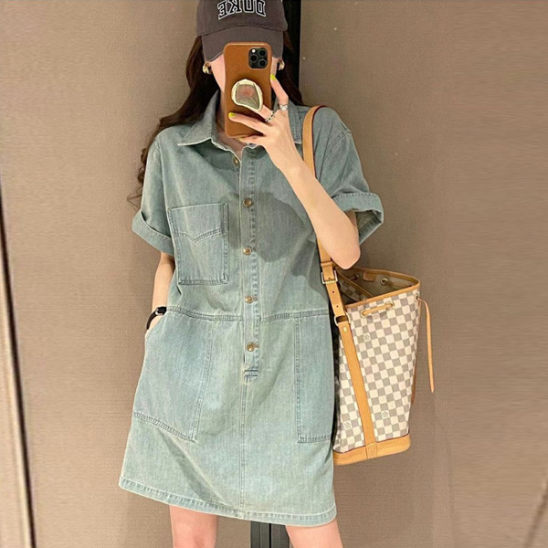 ALORA 甜姐兒腰線牛仔洋裝 