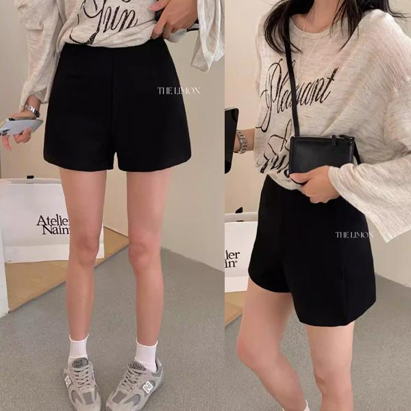 ALORA 瘦瘦小黑褲!鬆緊短褲 
