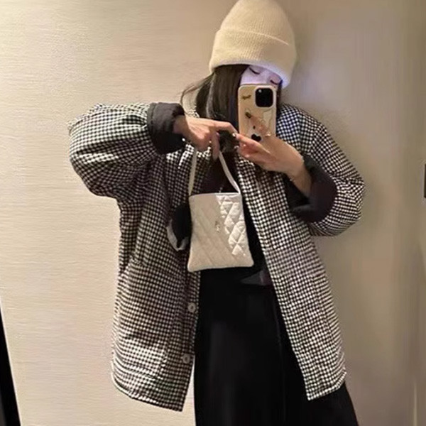 ALORA 韓里韓氣格紋棉服外套 