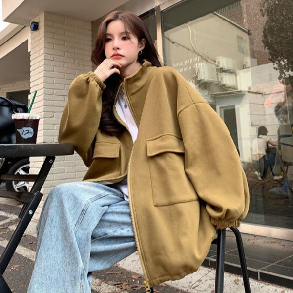 ALORA 立領大口袋加絨外套 