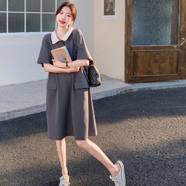 ALORA 撞色翻領POLO洋裝 