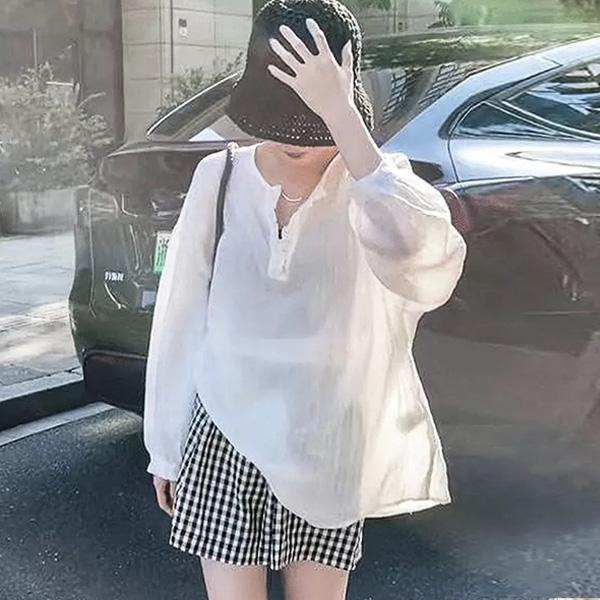 ALORA V領防曬黑白格兩件式套裝 