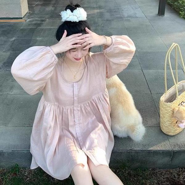 ALORA 浪漫粉色系寬鬆襯衫上衣 