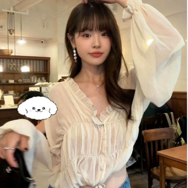 ALORA 性感木耳邊抓皺趕上衣 