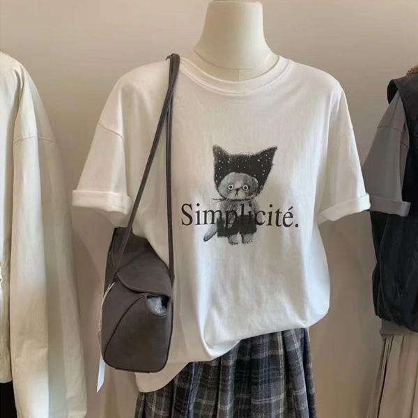 ALORA 萌萌貓咪印花短T 