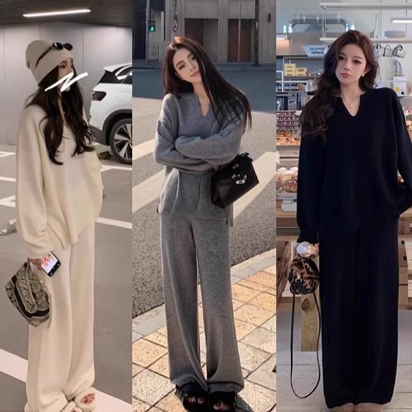 ALORA 胸前V領針織兩件式套裝 