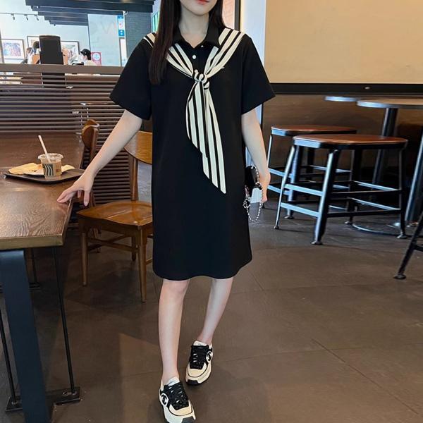 ALORA 現代感絲巾披肩洋裝 