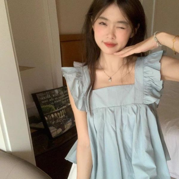 ALORA 荷葉飛袖後綁帶上衣 