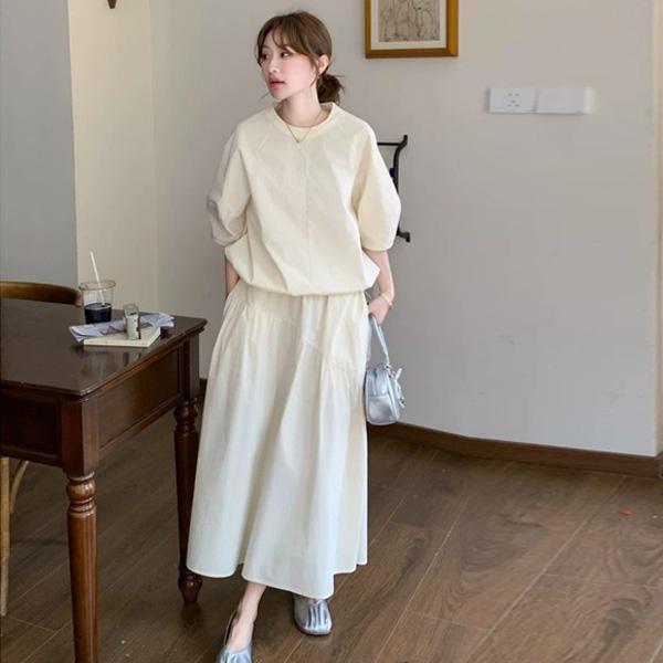 ALORA 燕麥白棉麻兩件式套裝 