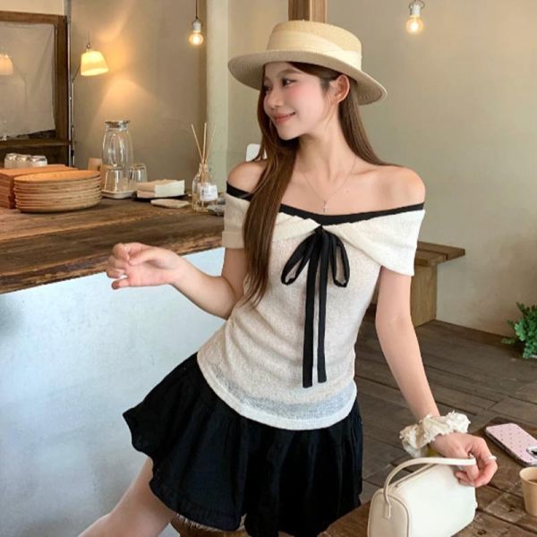 ALORA 小香滾邊翻領露肩上衣 