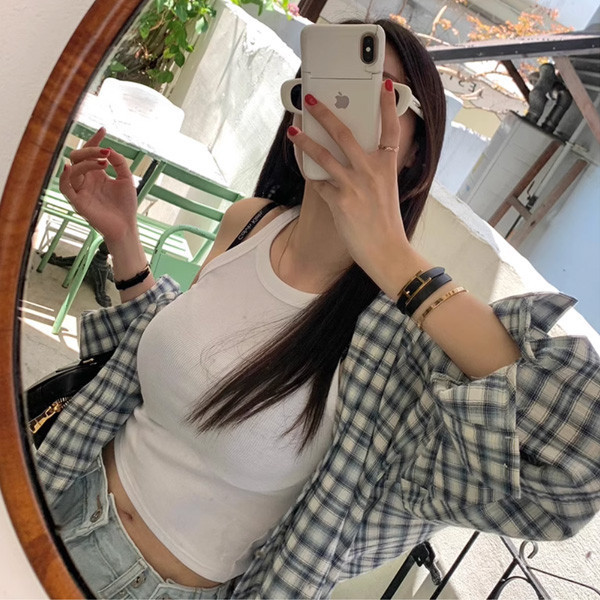 ALORA oversize百搭格紋襯衫 