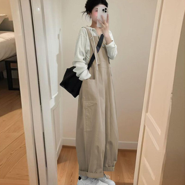 ALORA 簡約好看純色連身吊帶褲 
