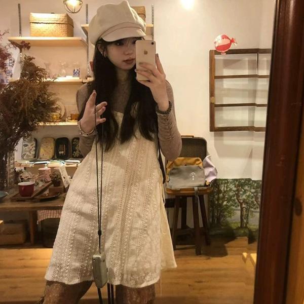 ALORA 不規則蕾絲吊帶裙 