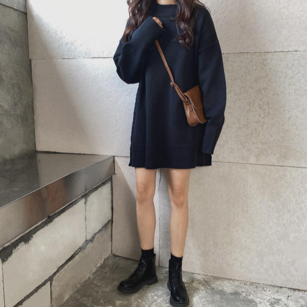 ALORA 小個女友好純色針織洋裝 