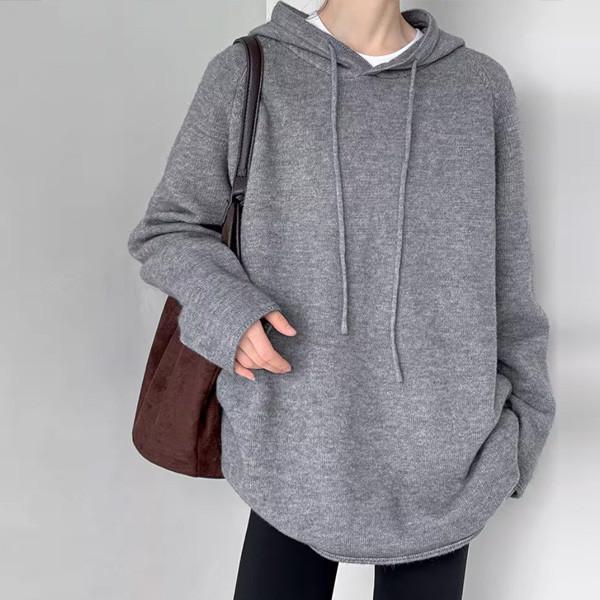 ALORA 軟軟lazy長版連帽針織毛衣 