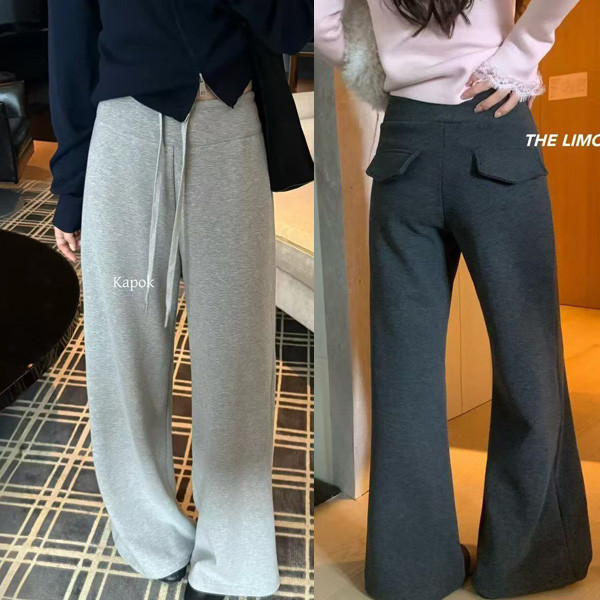 ALORA 假口袋加絨羊尼休閒褲 