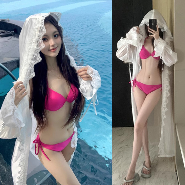 ALORA 滾邊蕾絲防曬比基尼罩衫 