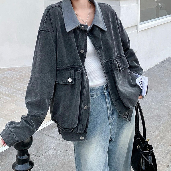 ALORA 拼接領子寬鬆外套 
