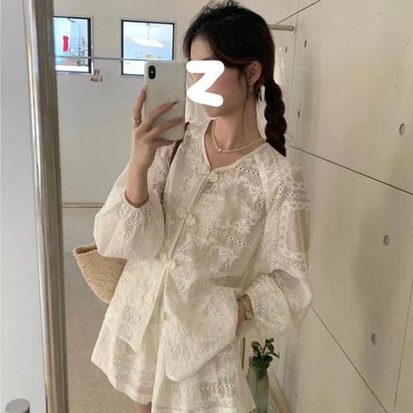 ALORA 滿版蕾絲簍空兩件式套裝 